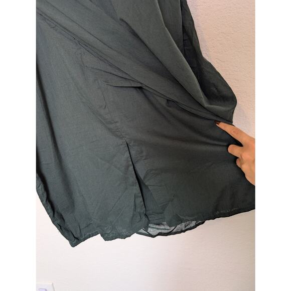 NWT Khara Kapas Pure Cotton Muslin Green Asymmetrical Hem Drape Dress Women Sz M - Picture 9 of 14
